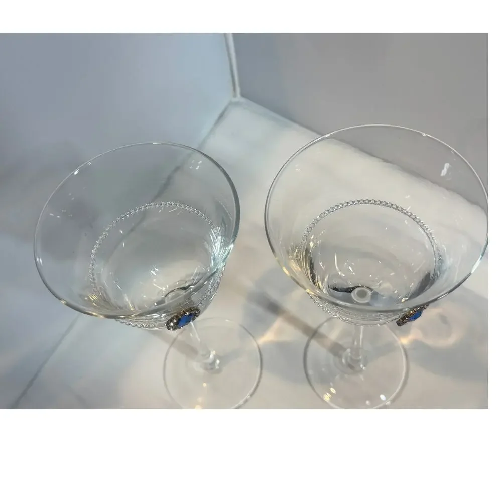 Pier‎ 1 Caroline Blue Jewel wine glasses 2